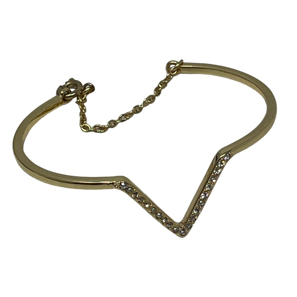 Victorias Secret Bracelet Gold Tone with Crystals in Single V Pattern